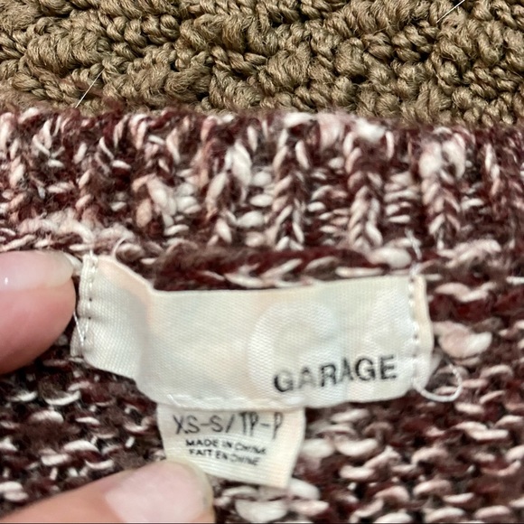 Garage Knit Sweater Maroon and Cream XS/S - Picture 2 of 2